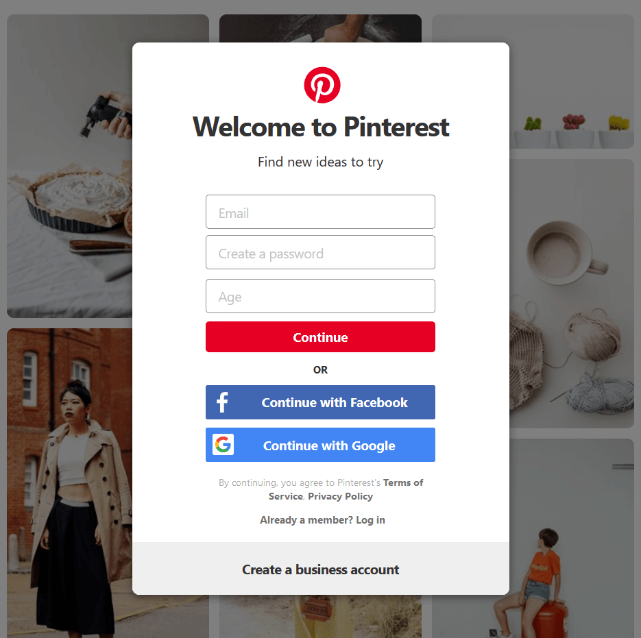 pinterest login