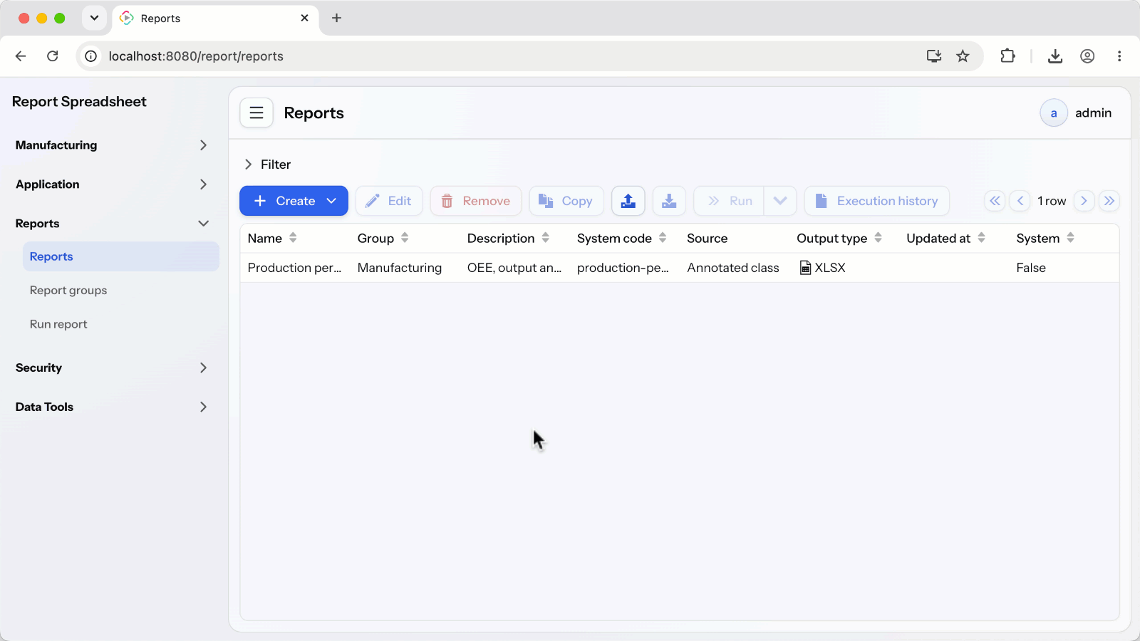 Report Spreadsheet